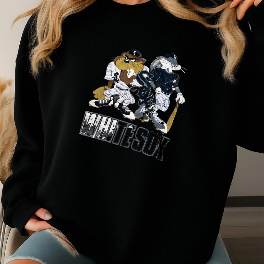 Vintage 90s Chicago White Sox Looney Tunes Bugs Bunny Tasmanian Devil Taz Mlb Baseball Hip Hop Graphic Shirt Usa Size Large Sweatshirt