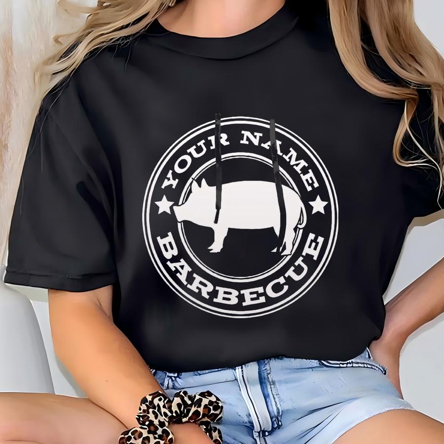 Personalized Bbq Barbecue Hooded Sweatshirt Customized With Any Name, Great Bbq Gift For Dad, Father's Day Bbq Accessory Hoodie Tshirt T-shirt