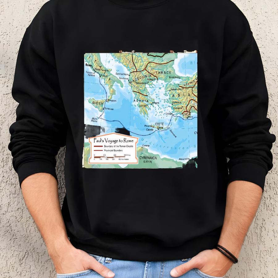 Paul's 3 Journeys And Voyage To Rome - Bible Wall Poster 36x24 Paper Or Laminated Sweatshirt