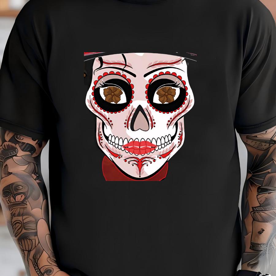 Female Firefighter Sugar Skull 11x14 Print T-shirt