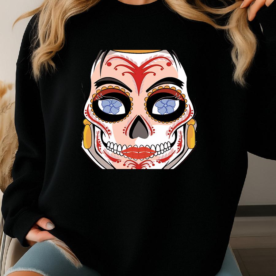 Queen Of Hearts Sugar Skull Playing Card 11x14 Print Sweatshirt