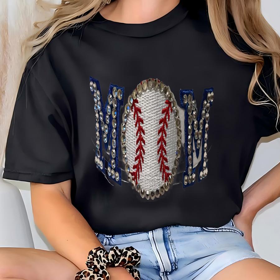 Baseball Mom Cadet Bling Hat T-shirt