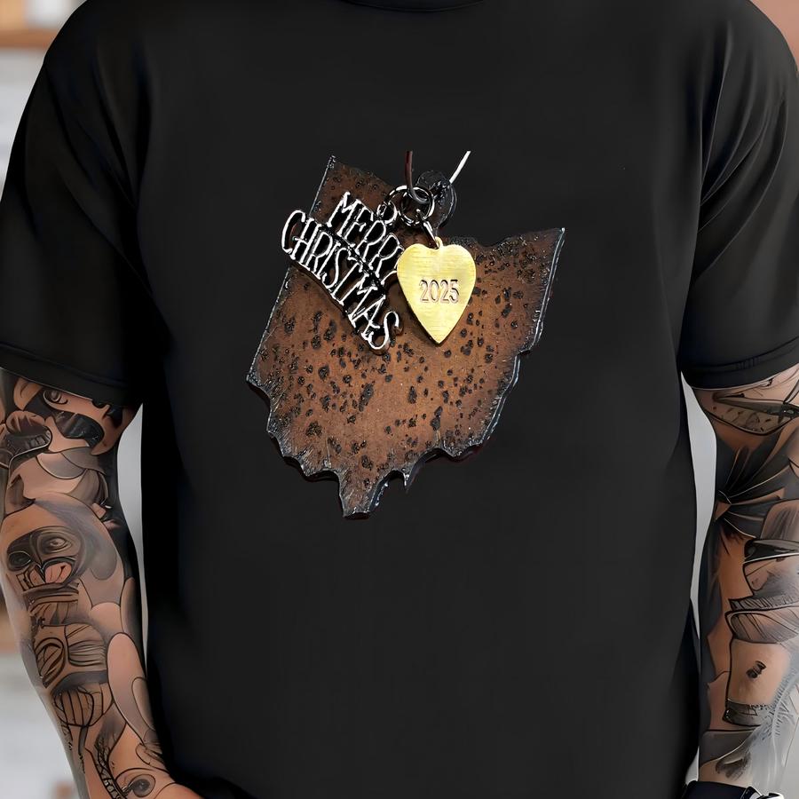 Ohio Christmas Ornament, Dated Personalized Custom Souvenir State Gift, Small T-shirt
