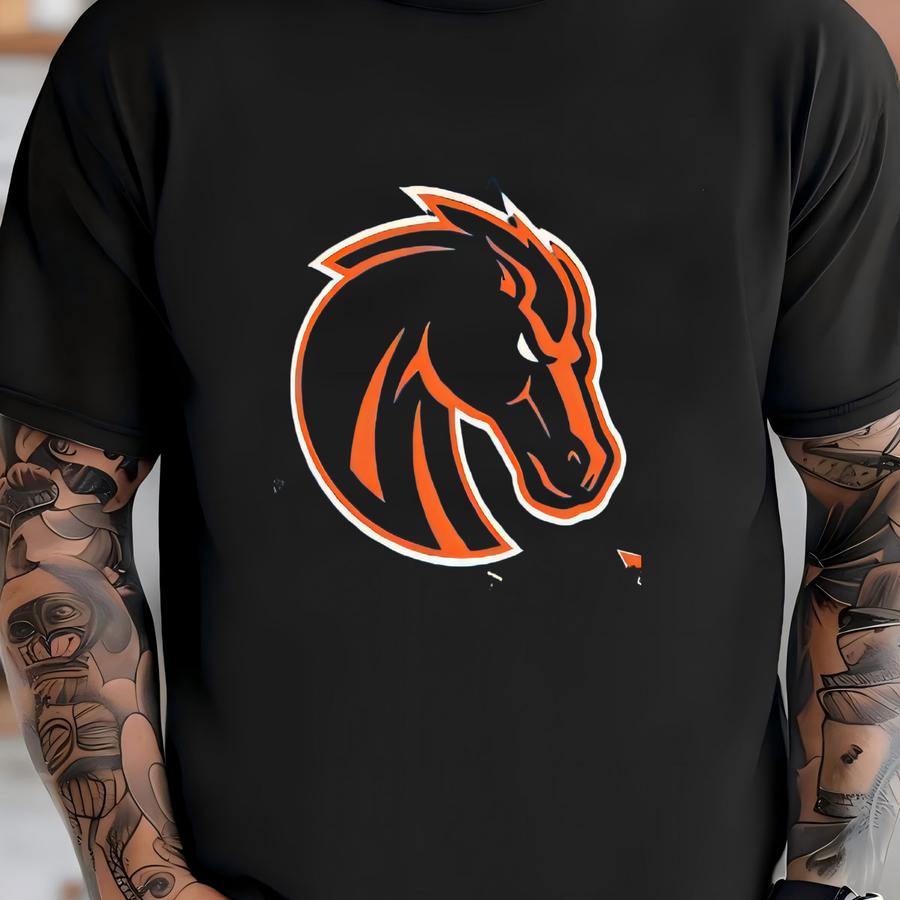 Ncaa Boise State Broncos Blue Orange College Logo 100% Cotton Fabric By Sykel! 2 Styles T-shirt