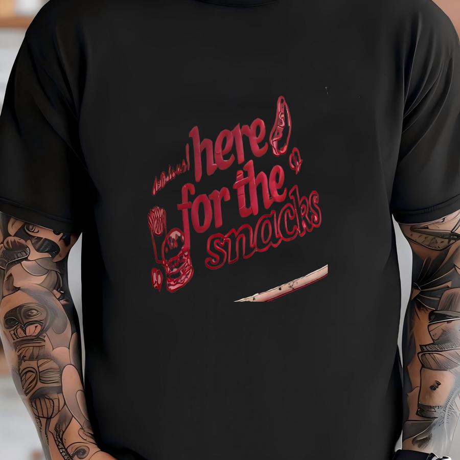 Here For The Snacks -- Baseball Trucker Hat T-shirt