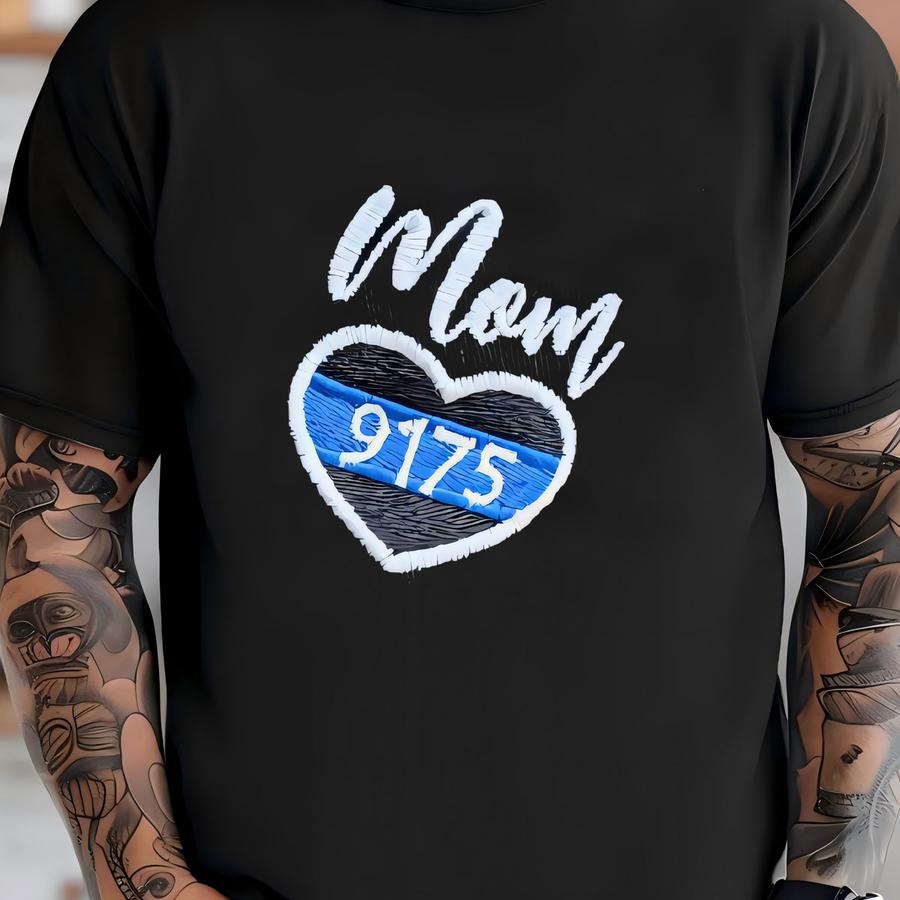 Custom Text Thin Blue Line Hat Baseball Cap: Badge Number, Police Leo Wife Mom T-shirt