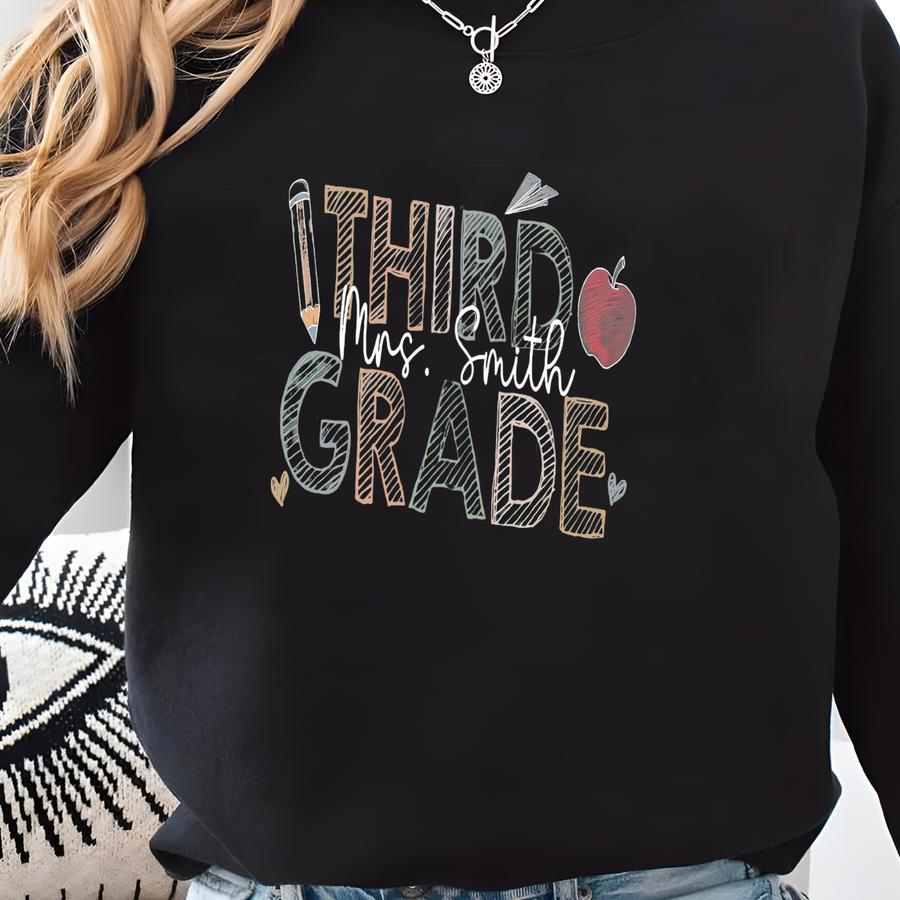 Comfort Color® Third Grade Teacher Shirt, 3rd Grade Teacher Team Shirt, Personalized Third Grade Teacher Shirt, Custom 3rd Grade Teacher Tee Sweatshirt