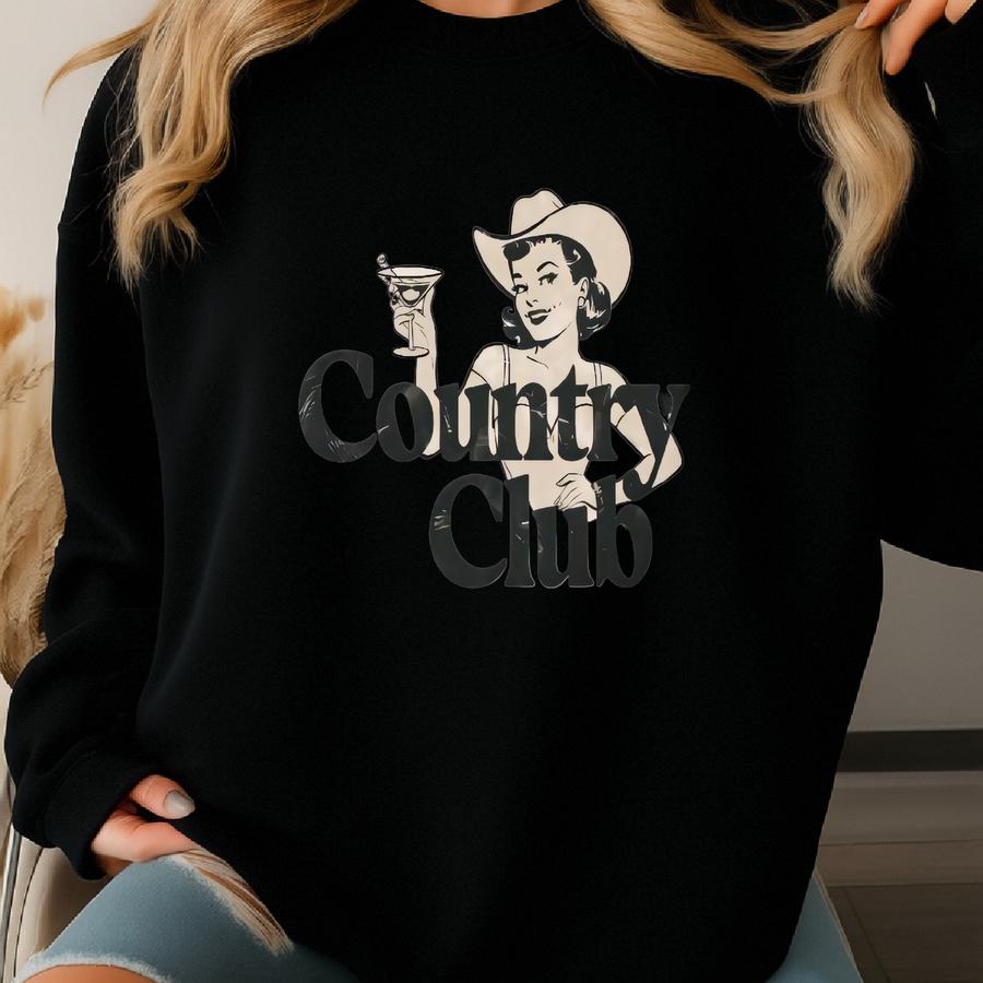 Country Club Cowgirl Shirt, Vintage Western Shirt, Wild West T-shirt, Western Graphic Tee, Cowgirl Aesthetic, Country Shirt, Cowgirl Gift Sweatshirt