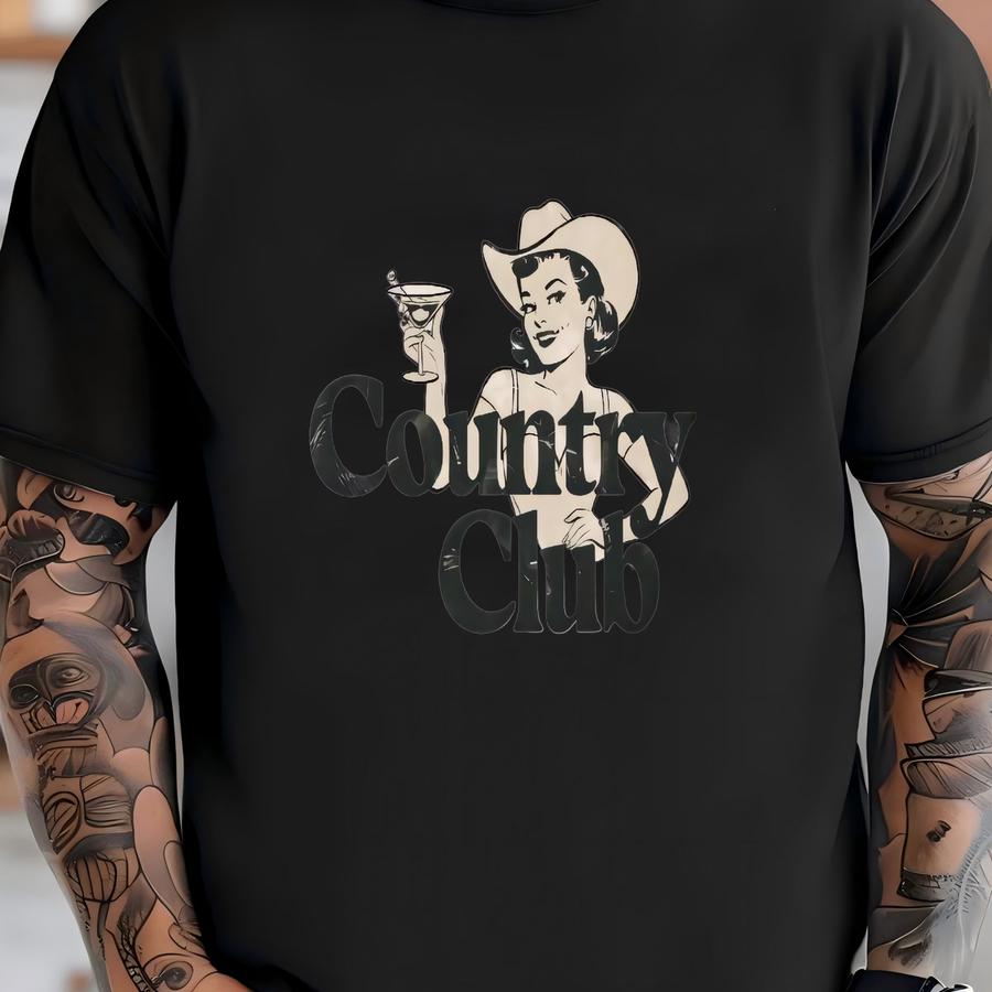 Country Club Cowgirl Shirt, Vintage Western Shirt, Wild West Hoodie, Western Graphic Tee, Cowgirl Aesthetic, Country Shirt, Cowgirl Gift T-shirt