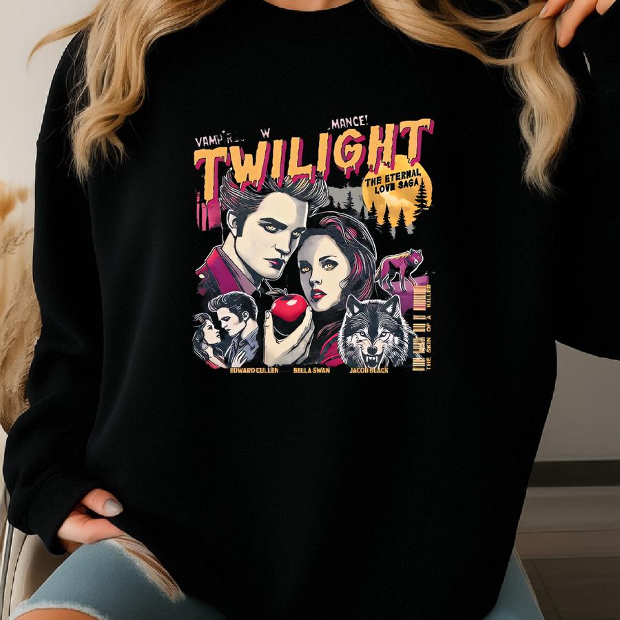 Retro Vintage Twilight Shirt, Twilight Fans Homage T-shirt, Gift For Book Lover Twilight Saga Comic Retro, Vampires Wolves Romance Shirt Sweatshirt