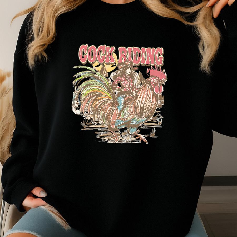 Cock Riding Tank Top Funny Cowgirl Country Music Racerback Cute Retro Rodeo Cowboy Concert Western Graphic Tee Clothing Gift For Her Sweatshirt