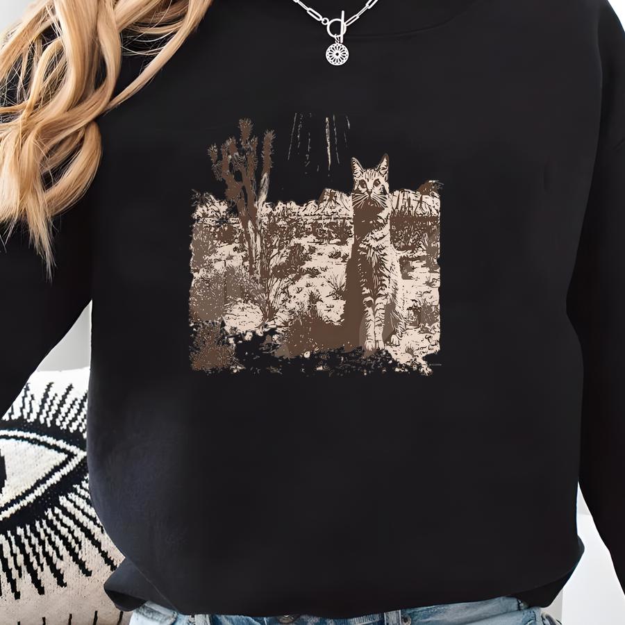 Ufo Cowboy Cat T-shirt: Retro Western Rodeo Tee , Bella Canvas, Gildan Sweatshirt
