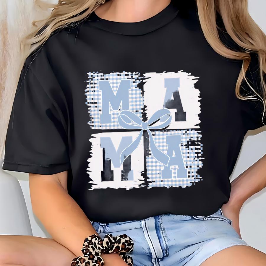 Mom Of Both Mothersday Gift, Boy Mom Sweatshirt, Girl Mama Sweatshirt, Gender Reveal Gingham Sweatshirt, Presents For Mom, Postpartum Gift T-shirt
