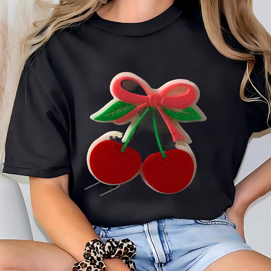Coquette Cherries Straw Topper: 3d Printed Tumbler Charm T-shirt