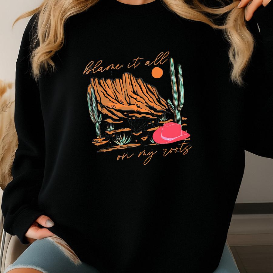 Blame It All On My Roots Cropped Boxy Tee Sweatshirt