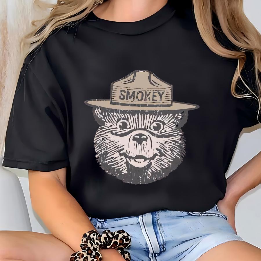 Smokey Bear Face Hoodie: Unisex Camping Sweatshirt T-shirt