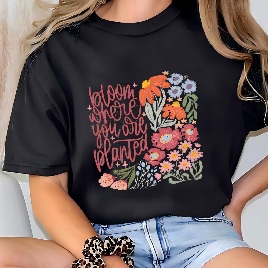 Bloom Where You Are Planted Cropped Boxy Tee T-shirt