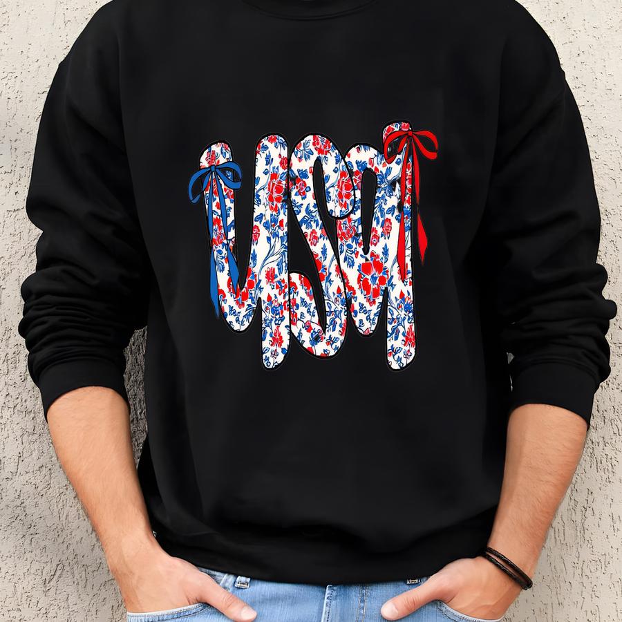 Floral Usa Coquette Shirt: 4th Of July Independence Day Tee Sweatshirt