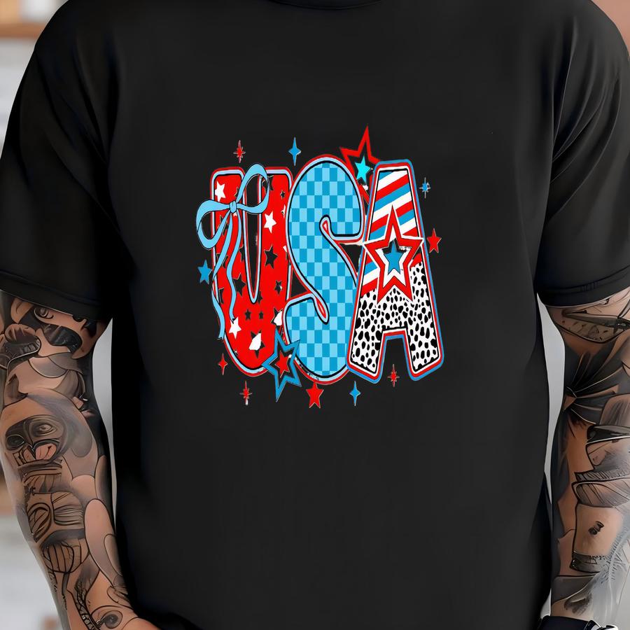 Usa Coquette Shirt: 4th Of July American Flag Bow Tee T-shirt