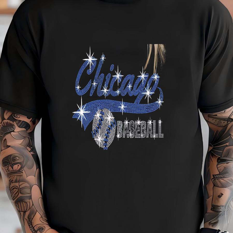 Chicago Cubs Rhinestone Baseball Shirt: Game Day Sparkle T-shirt
