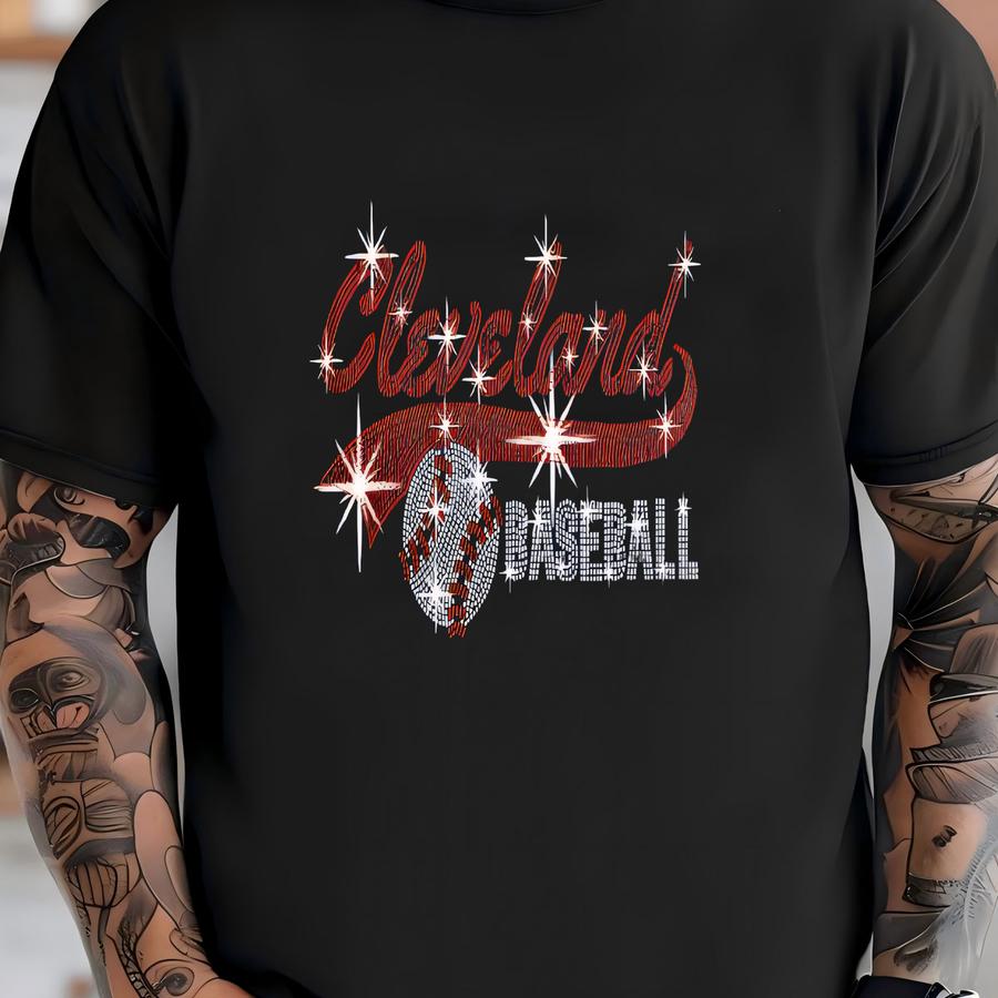 Cleveland Baseball Rhinestone Shirt: Retro Style Fan Apparel T-shirt
