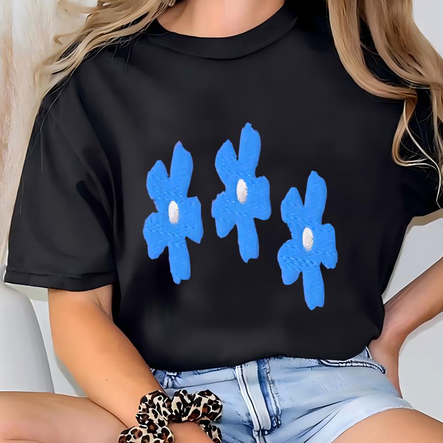 Blue Flowers Hoodie, Wildflowers Shirt, Customizable Simple Flower Shirt, Blue Wildflowers Hoodie T-shirt