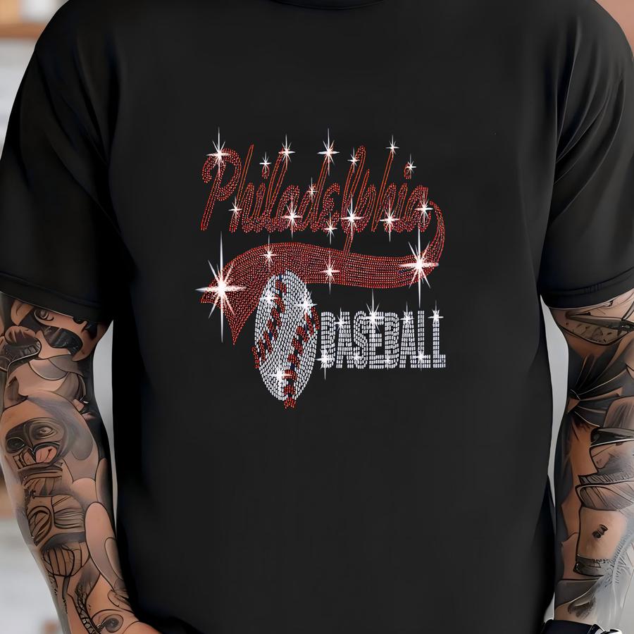 Philadelphia Baseball Rhinestone Shirt: Unisex Game Day Tee T-shirt