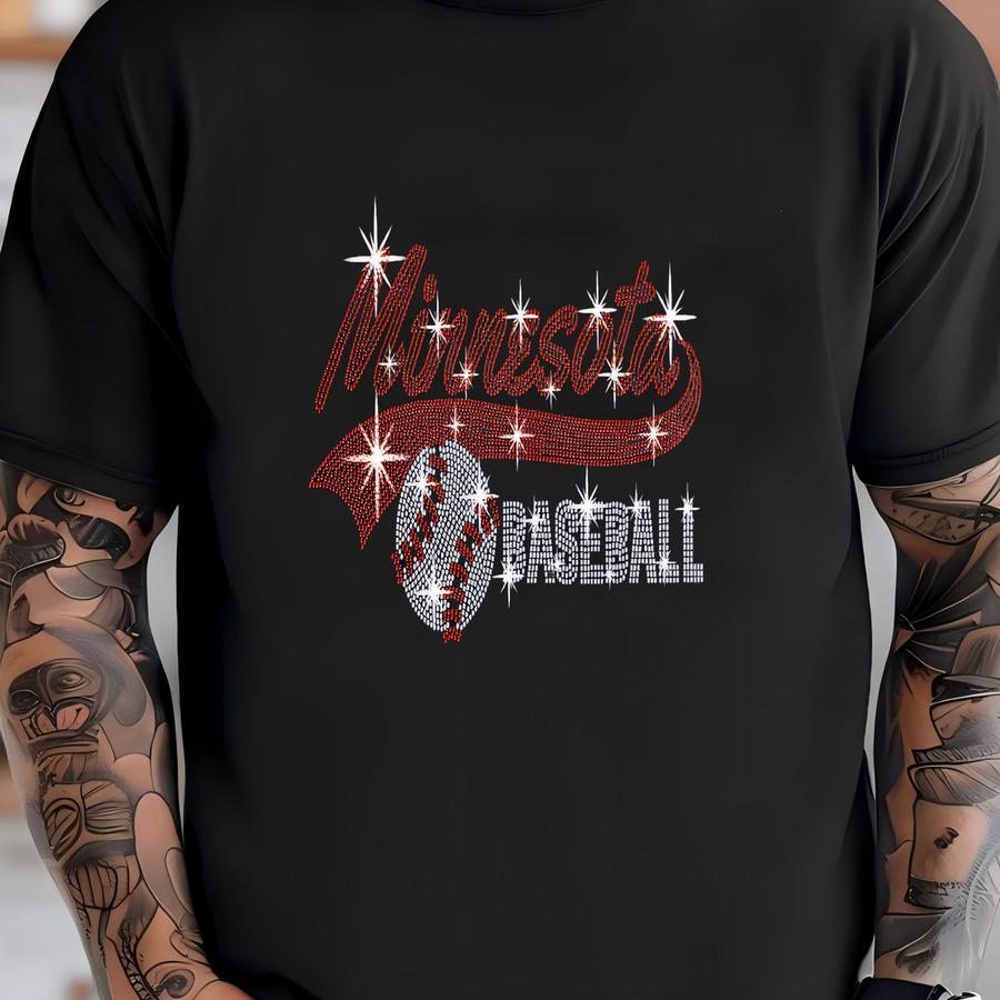 Minnesota Baseball Rhinestone Shirt: Sparkle Fan Apparel T-shirt