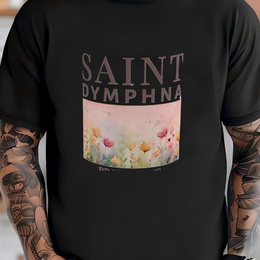 Saint Dymphna 15oz Mug, Patron Saint Of Mental Health, Anxiety, Depression, Catholic Gift For Women, Floral Pray For Us Christian Coffee Mug T-shirt
