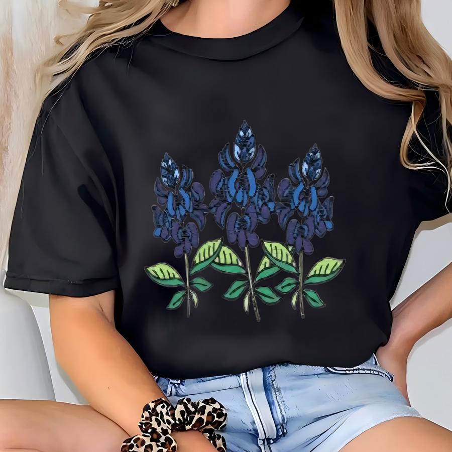 Bluebonnets Hoodie, Blubonnet Flower Shirt, Customizable Bluebell Flower Shirt, Texas Flower Hoodie T-shirt