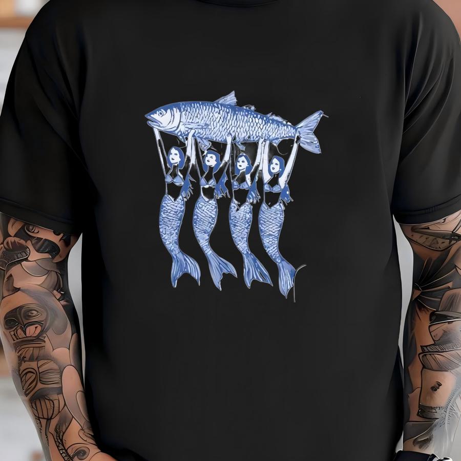 Sardine Graphic Tee Y2k Baby Tee Mermaid Sardine Shirt Fisherman Aesthetic Clothes Sardine Baby Tee Tinned Fish Shirt La Dolce Vita Baby T T-shirt