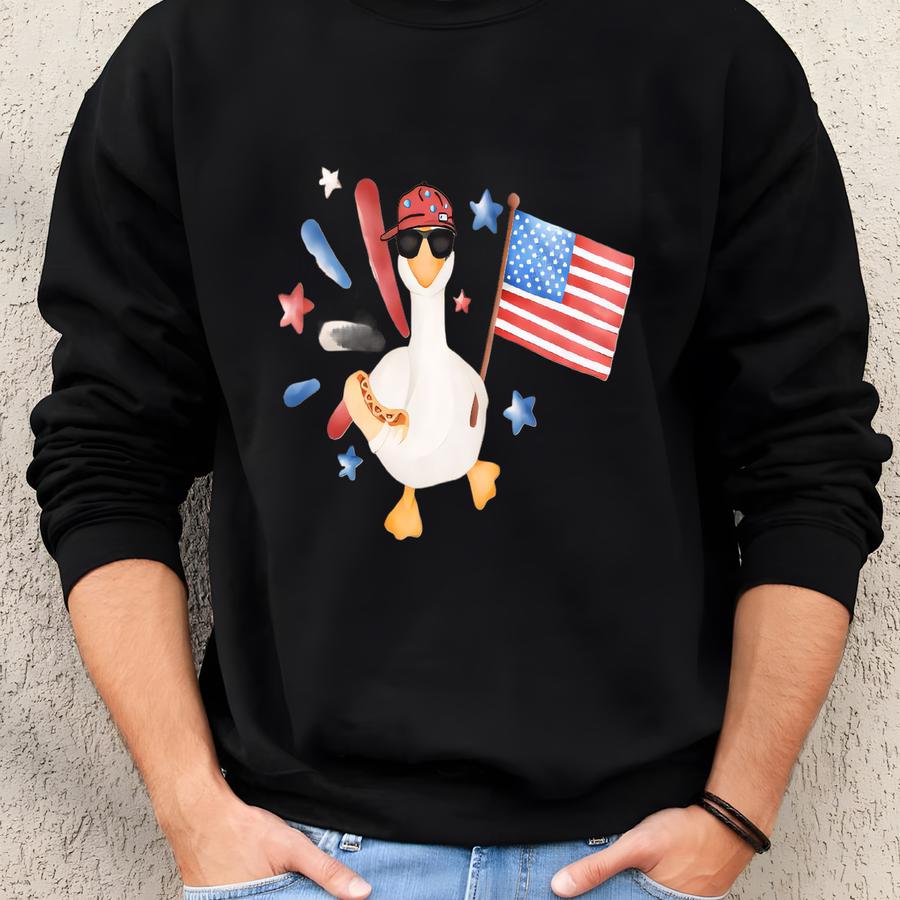 Silly Goose Fourth Of July Shirt Funny Patriotic Sweatshirt Baby Independence Day Tee American Goose Boys 4th Of July Tshirt Red White Blue Sweatshirt