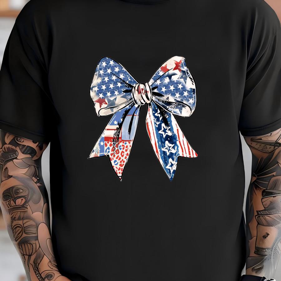 Retro Patriotic Bow Shirt: 4th Of July Coquette Tee T-shirt