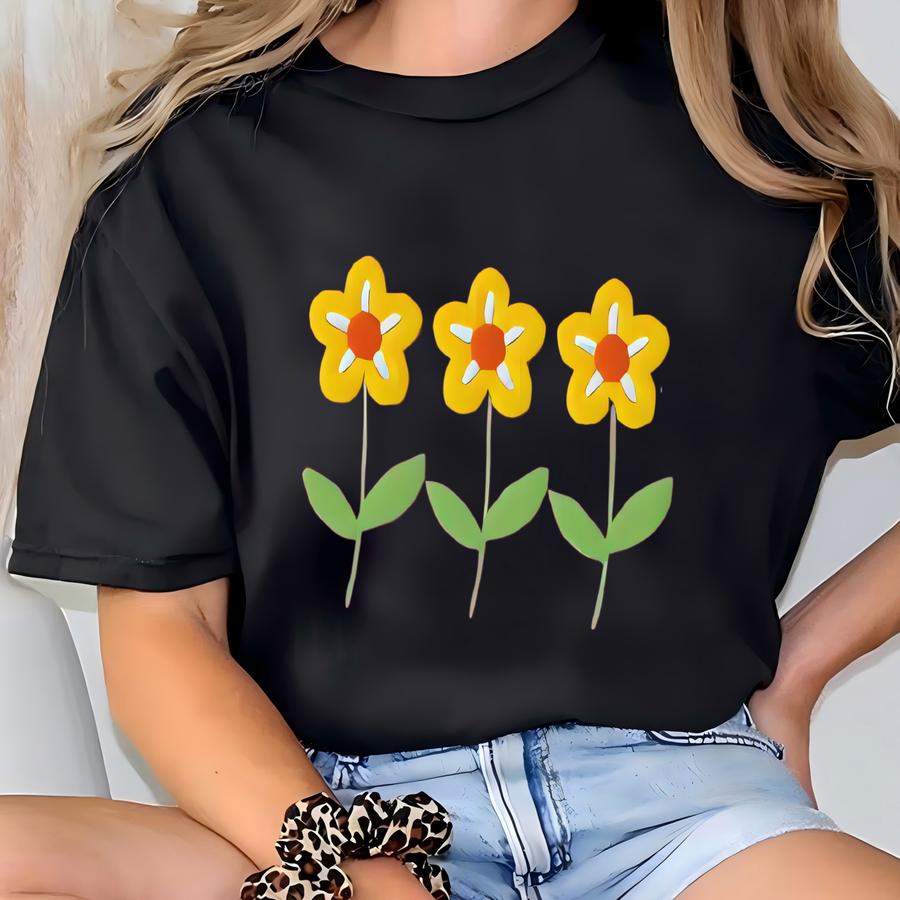 Yellow Flowers Hoodie, Yellow Flower Shirt, Customizable Wild Flower Shirt, Simple Flower Hoodie T-shirt