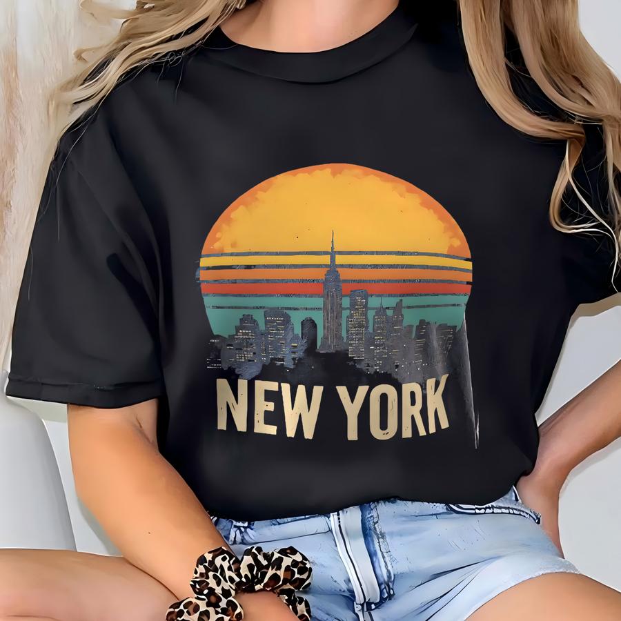 Retro Style New York Skyline Shirt, Ny City Sunset Sweatshirt And Hoodie T-shirt