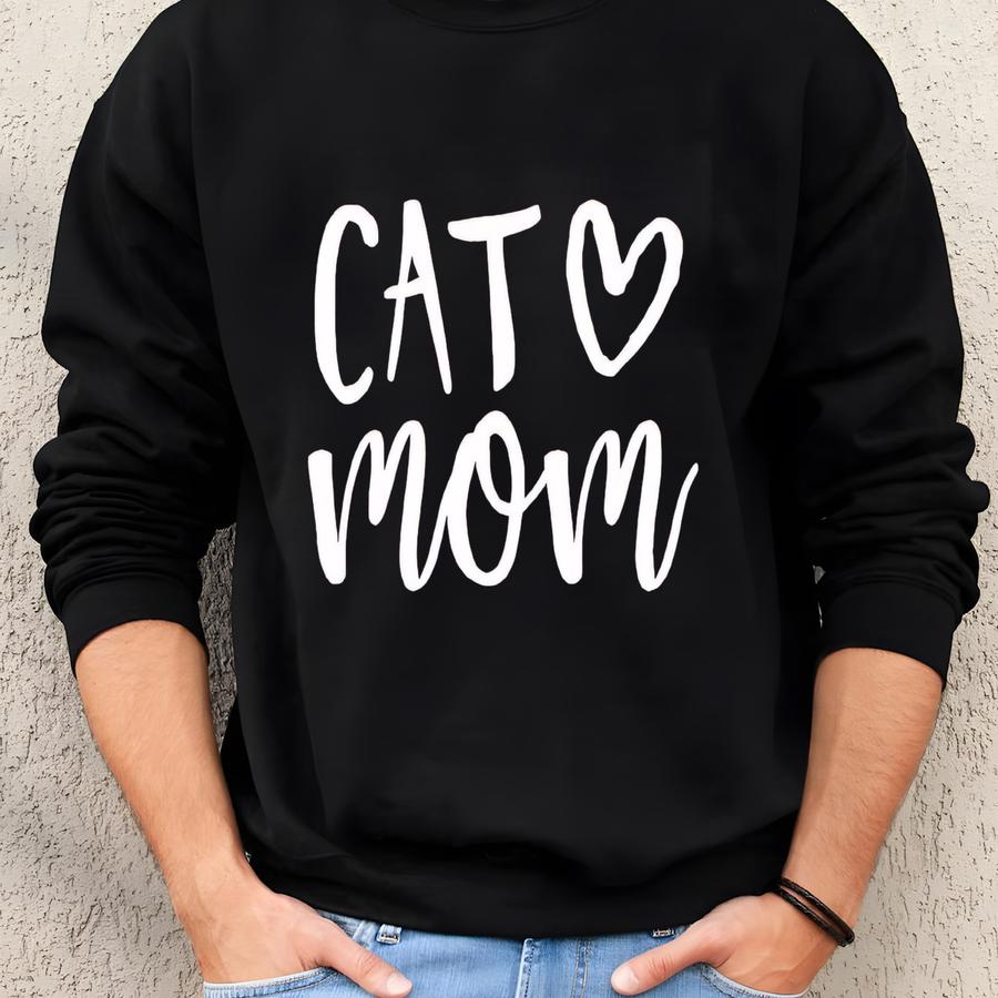 Cat Mom Sweatshirt – Cozy Feline Lover Gift, Cute Pet Owner Pullover, Cat Lady Crewneck, Funny Kitten Mom Aesthetic Sweater, Kitty Mama Sweatshirt