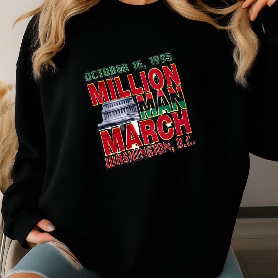 Vintage 1995 Million Man March Washington Dc Black History Distressed Graphic Shirt Usa Size Large Sweatshirt