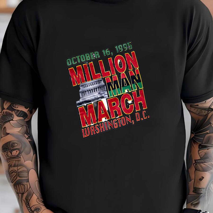 Vintage 1995 Million Man March Washington Dc Black History Distressed Graphic Shirt Usa Size Large T-shirt