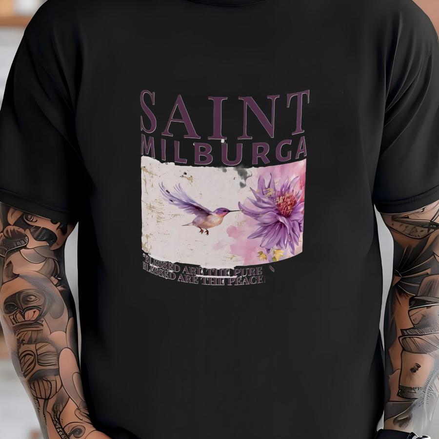 Saint Milburga Mug: Catholic Bird Lover Gift, Hummingbird Coffee Mug T-shirt