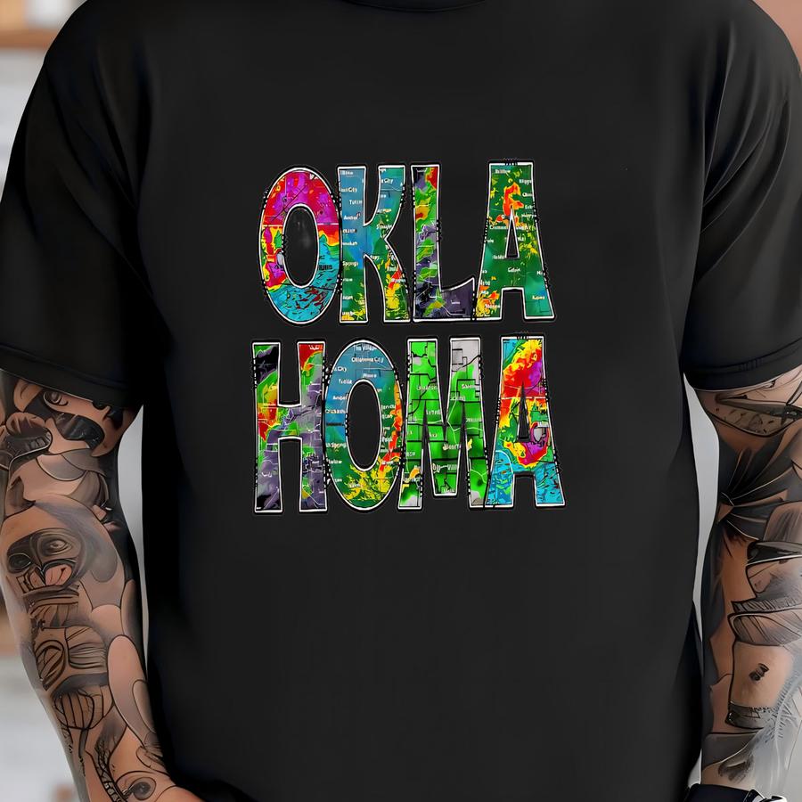 Oklahoma Storm Map Shirt, Bleached Shirt, Oklahoma Weather Shirt, Oklahoma Storm Season, Okie, Summer Storms Shirt, Tornado Season Tee T-shirt