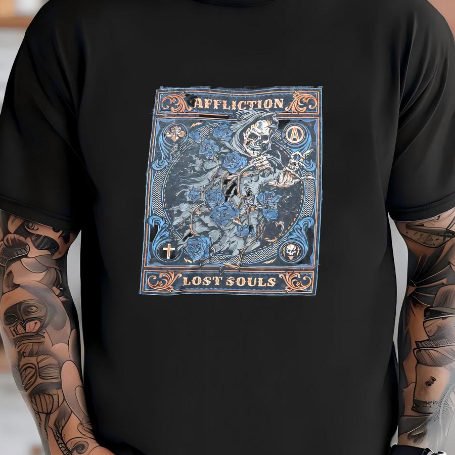 Affliction Skeleton Reaper Lost Souls Distressed Hoodie Made In Usa Size Xl T-shirt