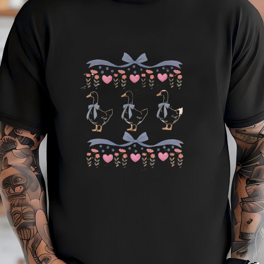 Cute Goose Coquette Bow Toddler Sweatshirt - Goose Kids Pullover - Cute Goose Duck Cute Kids Tee - Baby Girl Sweatshirt T-shirt