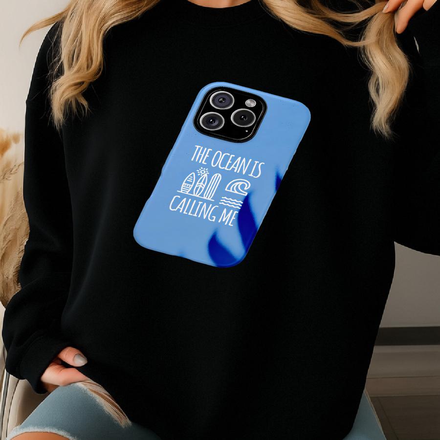Ocean Vibes Phone Case: Al Surf Theme, Beach Lover Gift Sweatshirt