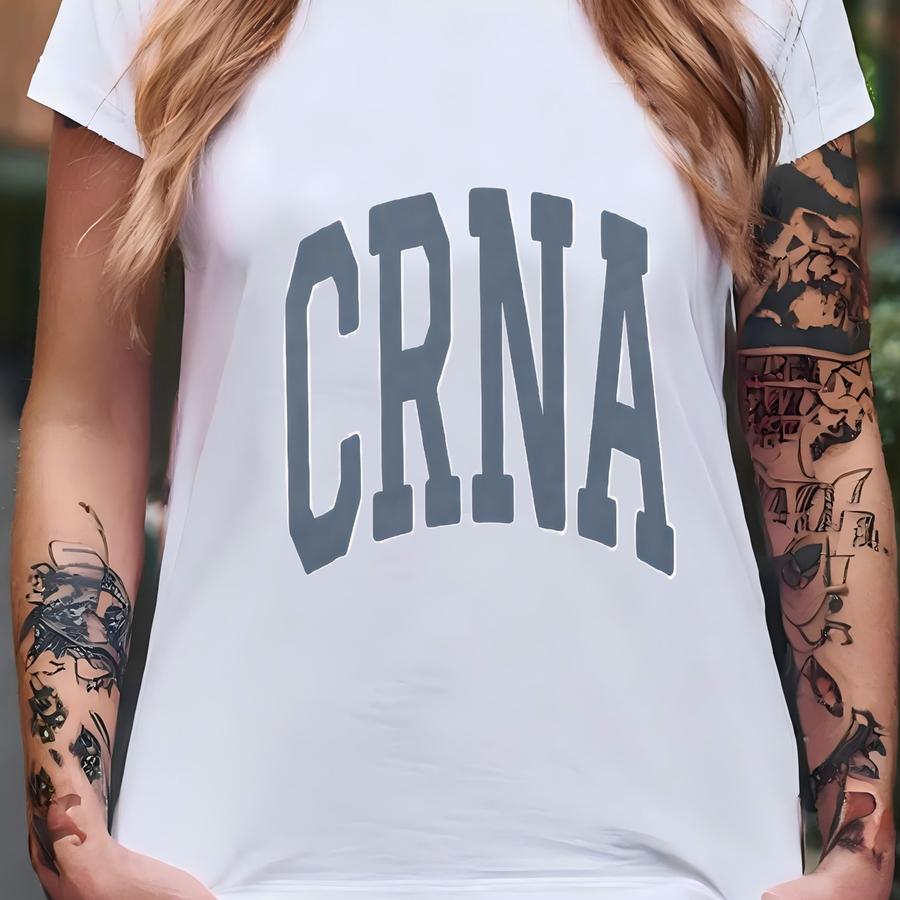 Crna Sweatshirt Certified Registered Nurse Anesthetist Collegiate Crewneck Sweater Unisex Grey T-shirt