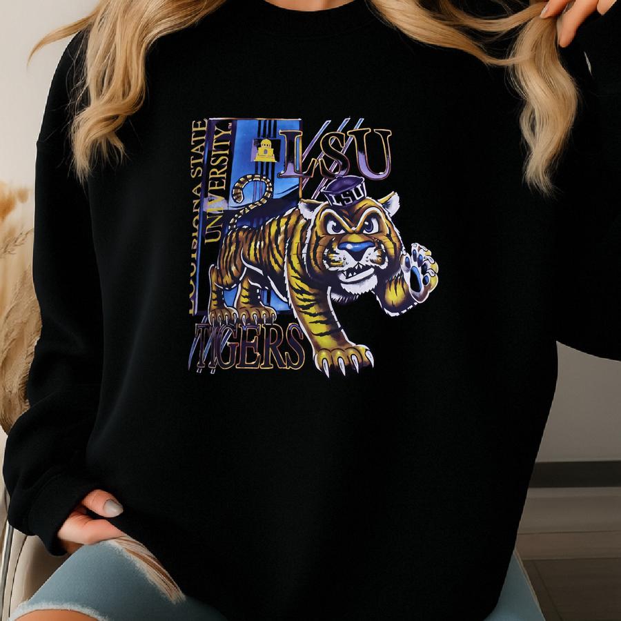 Vintage 00s Tigers Sweatshirt Tigers T-shirt Louisiana State University Tigers Football Sweater Hoodie Jacket Gift Him Her Tee Sweatshirt
