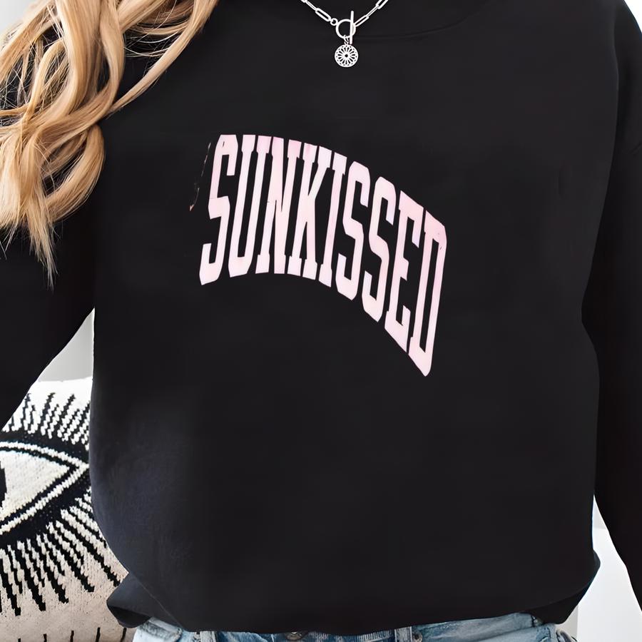 Custom Sunkissed Tee, Retro Summer Tee-shirt, Women's Varsity Style Beach Tee, Vacation Shirt, Beach Lover Gifted Sweatshirt