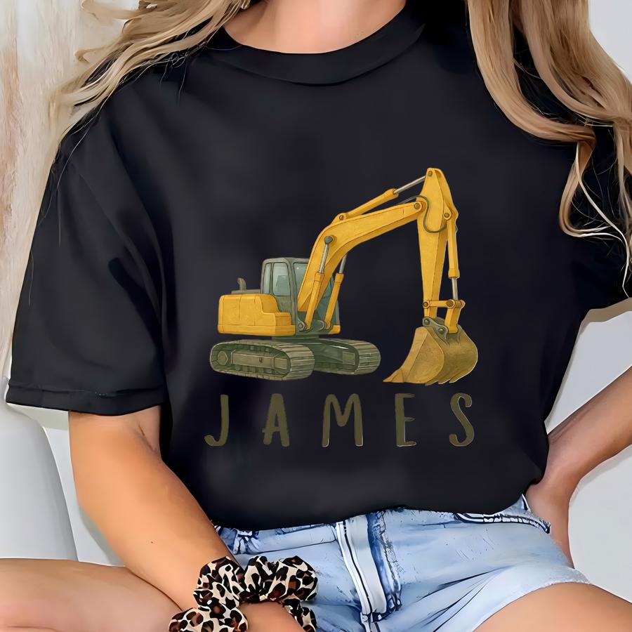 Personalized Excavator Kids Hoodie: Custom Digger Birthday Outfit T-shirt