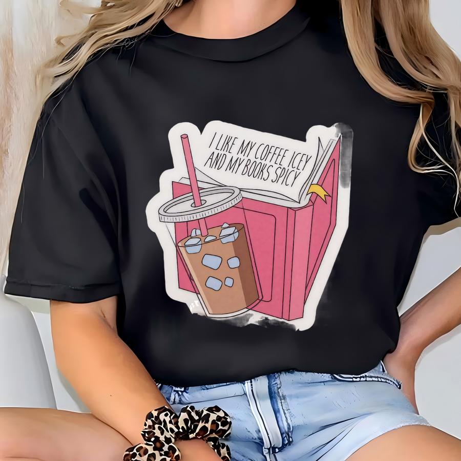 Icy Coffee Spicy Books Vinyl Sticker - Romance Reader T-shirt