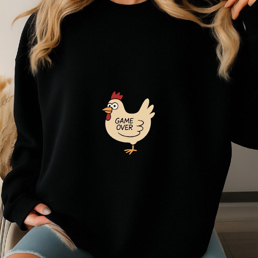 Funny Chicken Game Shirt - Don’t Look At The Chicken Tee - Game Over Chicken T-shirt - Hilarious Animal Pun Gift - Chicken Graphic Tee Sweatshirt
