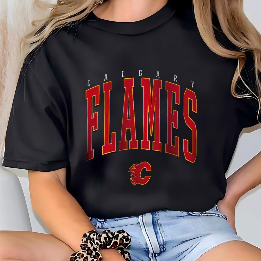 Calgary Flames Sweatshirt, Calgary Hockey Crewneck, Retro Calgary Ranger Hockey Shirt, Retro Calgary Flames Ice Hockey Sweater T-shirt
